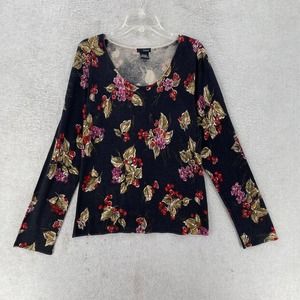 Linq Las Angeles Silk Cashmere‎ Lightweight Sweater Womens XL Top Floral